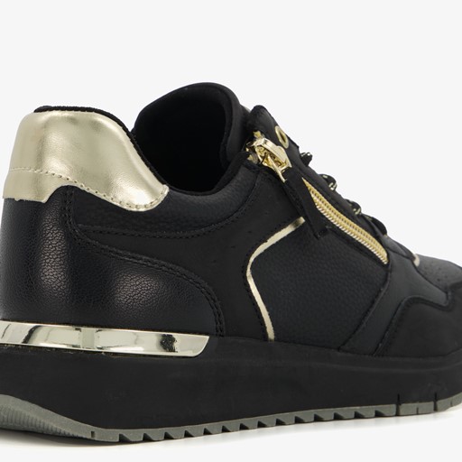 Dames sneakers zwart metallic goud
