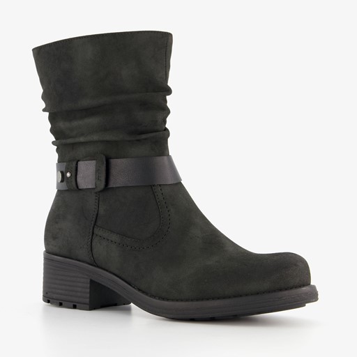 Dames boots met lage hak zwart