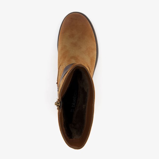 Dames boots met lage hak cognac