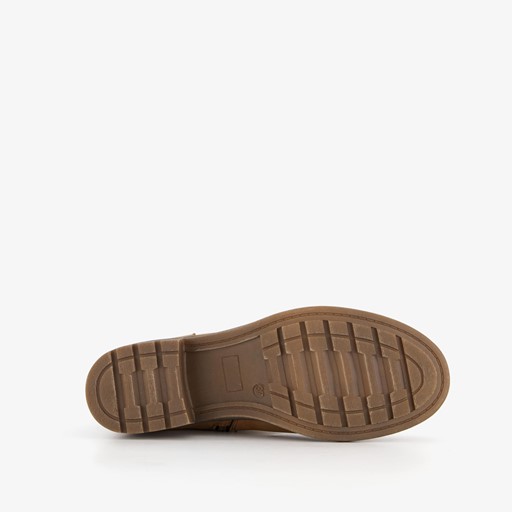 Dames boots met lage hak cognac