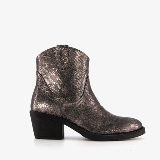 Western enkellaarsjes grijs metallic