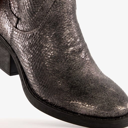 Western enkellaarsjes grijs metallic