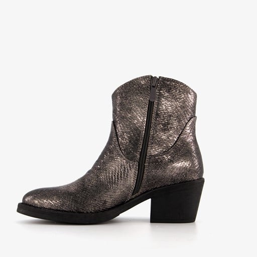 Western enkellaarsjes grijs metallic