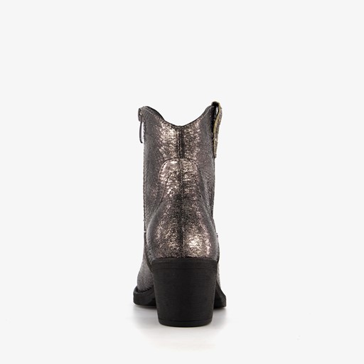Western enkellaarsjes grijs metallic