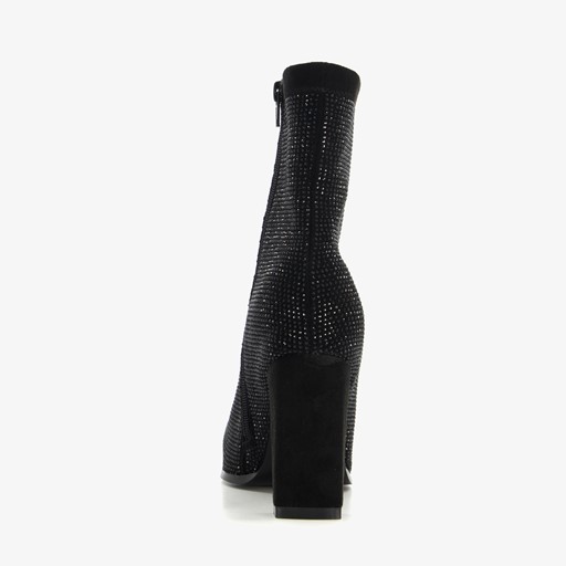 Enkellaarsjes met hak strass steentjes
