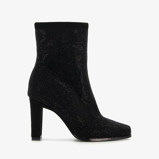 Enkellaarsjes met hak strass steentjes