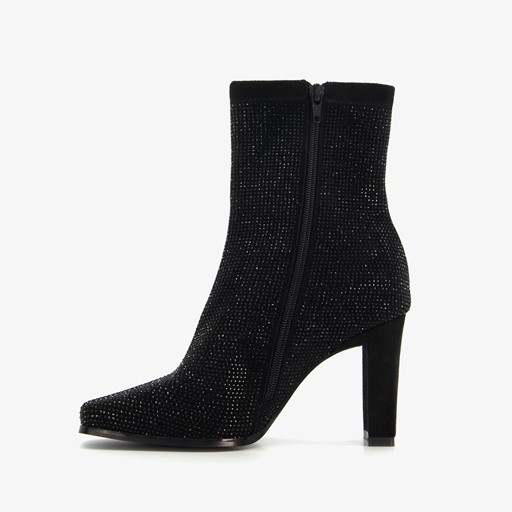 Enkellaarsjes met hak strass steentjes