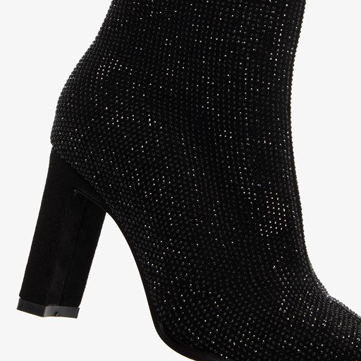 Enkellaarsjes met hak strass steentjes