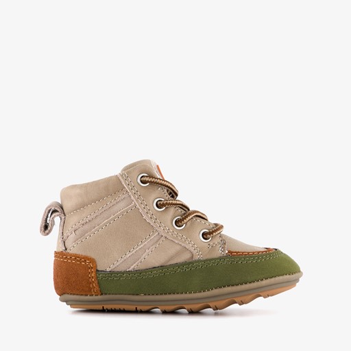Suede jongens babyschoenen grijs groen