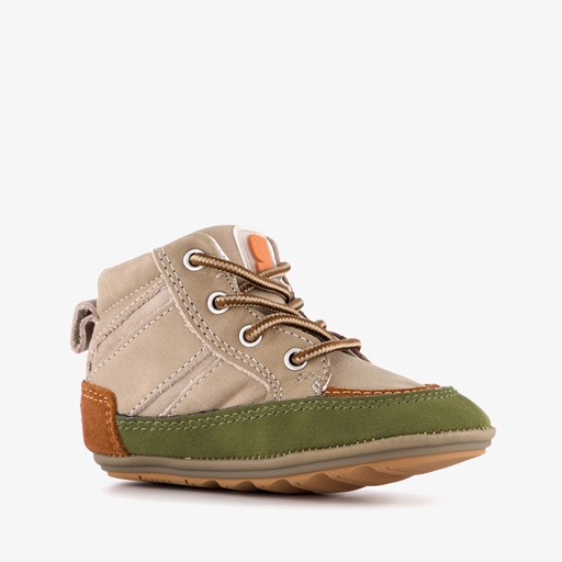 Suede jongens babyschoenen grijs groen