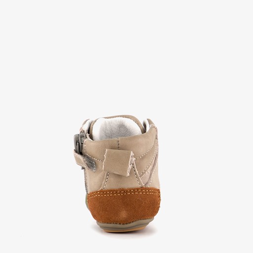 Suede jongens babyschoenen grijs groen