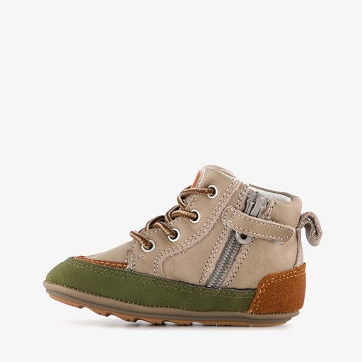 Suede jongens babyschoenen grijs groen