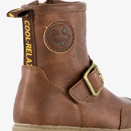 Jongens boots met smiley bruin