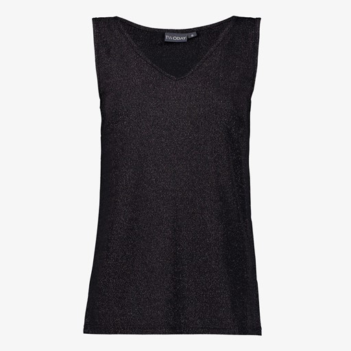 Dames top met glitters zwart zilver