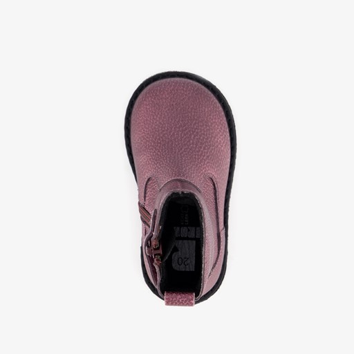 Leren meisjes enkellaarsjes metallic paars
