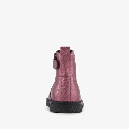 Leren meisjes enkellaarsjes metallic paars