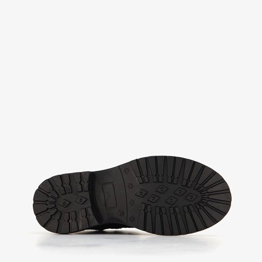 Leren meisjes veterboots met studs zwart