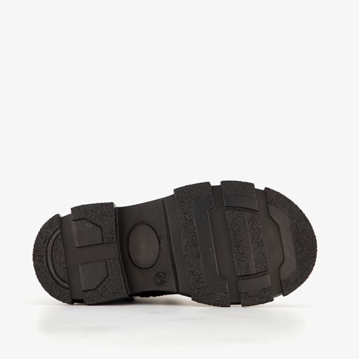 Leren meisjes veterboots met studs zwart