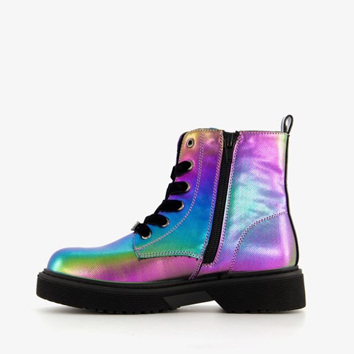 Metallic meisjes veterboots multicolor