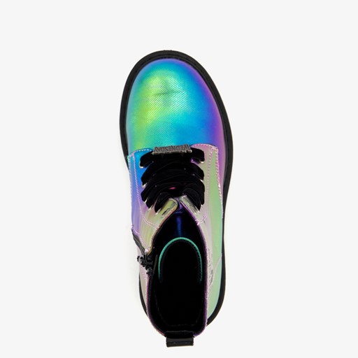 Metallic meisjes veterboots multicolor
