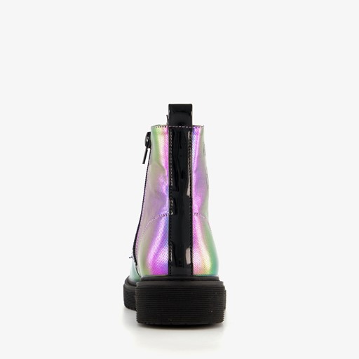 Metallic meisjes veterboots multicolor