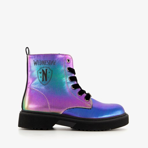 Metallic meisjes veterboots multicolor