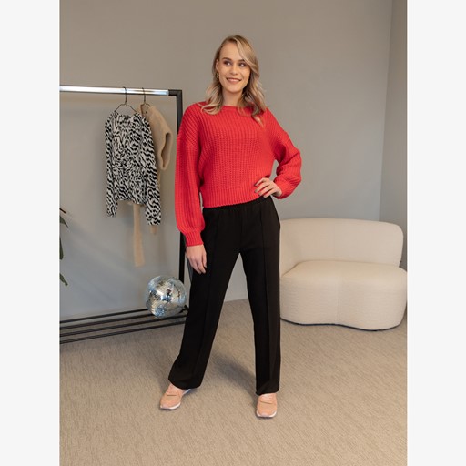 Dames pantalon zwart met pinstripe
