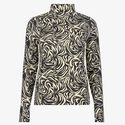 Dames coltrui met print zwart creme