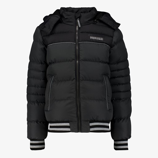 Gewatteerde jongens winterjas zwart
