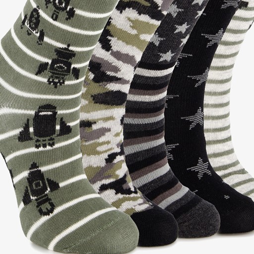 5 paar kindersokken met print groen