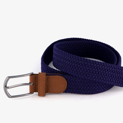 Gevlochten heren riem blauw cognac
