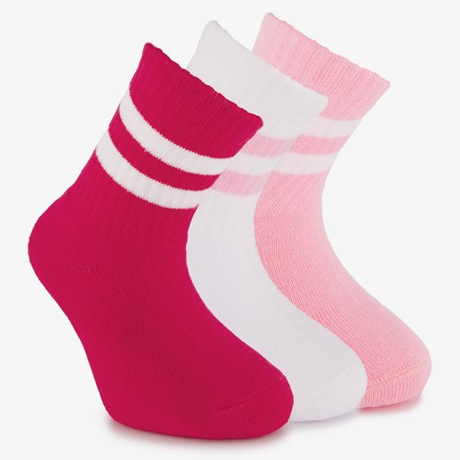 3 paar kinder sokken met streepje roze