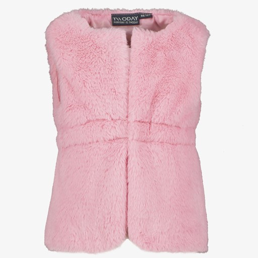 Meisjes gilet van imitatiebont roze