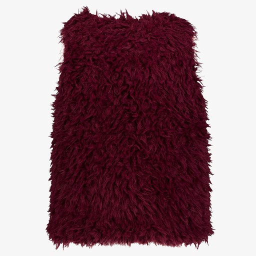 Fake fur meisjes gilet bordeaux rood