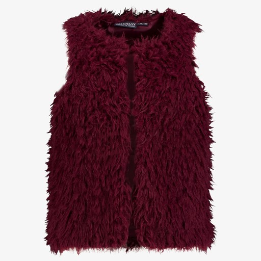 Fake fur meisjes gilet bordeaux rood