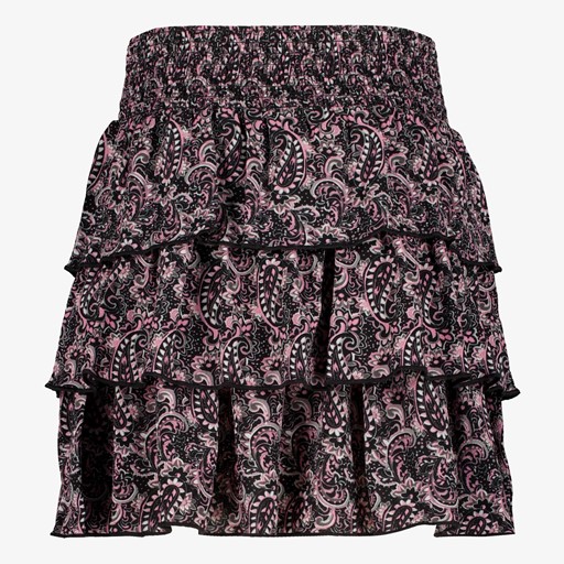 Meisjes rok met paisley print zwart roze