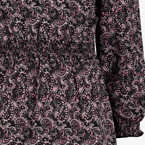 Meisjes jurk met paisley print zwart roze