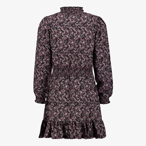 Meisjes jurk met paisley print zwart roze