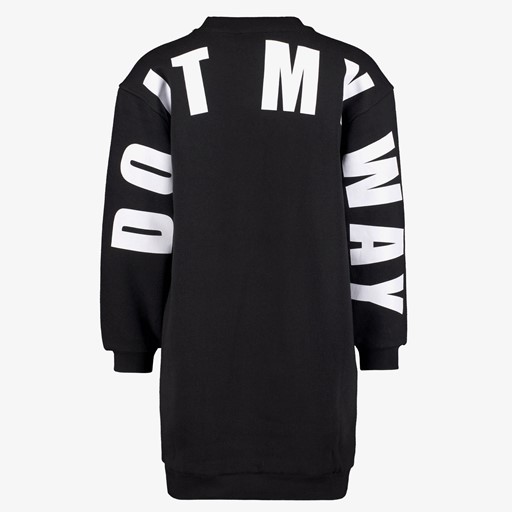 Meisjes sweatjurk zwart met backprint