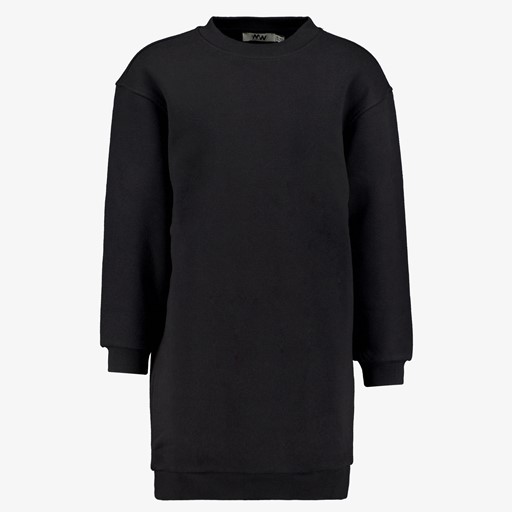 Meisjes sweatjurk zwart met backprint