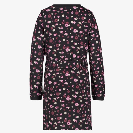 Meisjes jurk met bloemenprint zwart roze