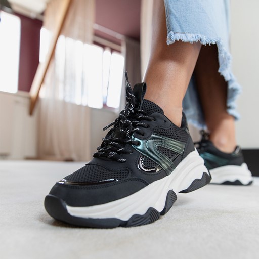 Dames dad sneakers zwart groen