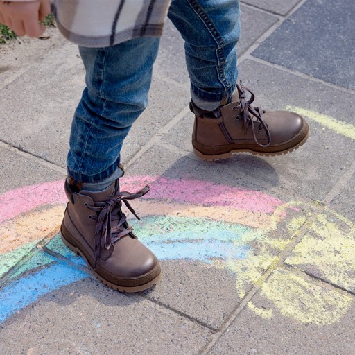 Leren jongens boots taupe