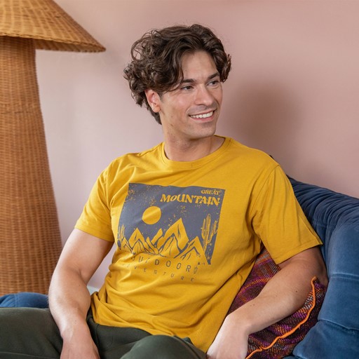 Heren T-shirt met opdruk geel