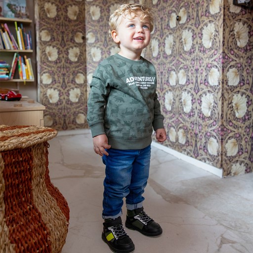 Jongens sweater met bosdieren groen