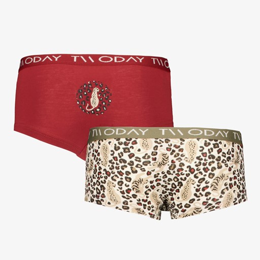 2-pack meisjes boxershorts luipaard rood