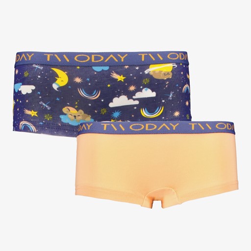 2-pack meisjes boxershorts geel blauw