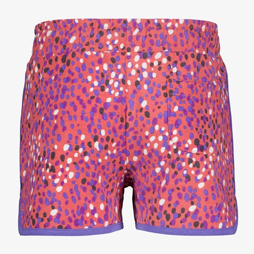 Meisjes sweat short met stippen oranje