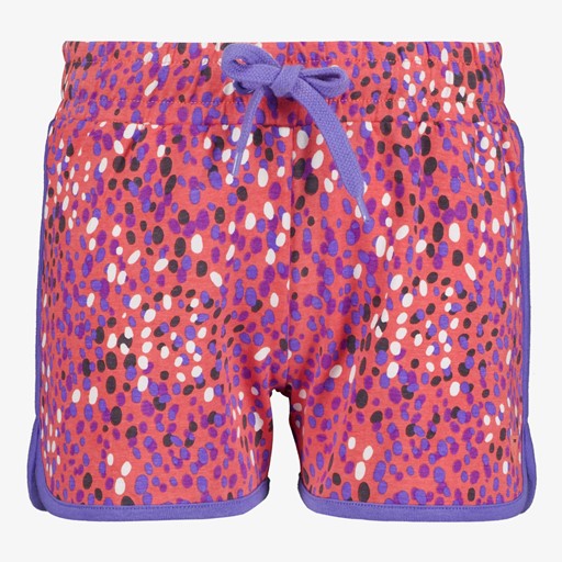 Meisjes sweat short met stippen oranje