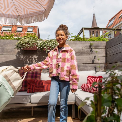 Geruite meisjes teddy shacket